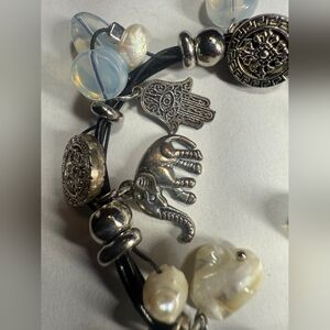 Opalite Leaf Charm Bracelet - Women's Jewelry